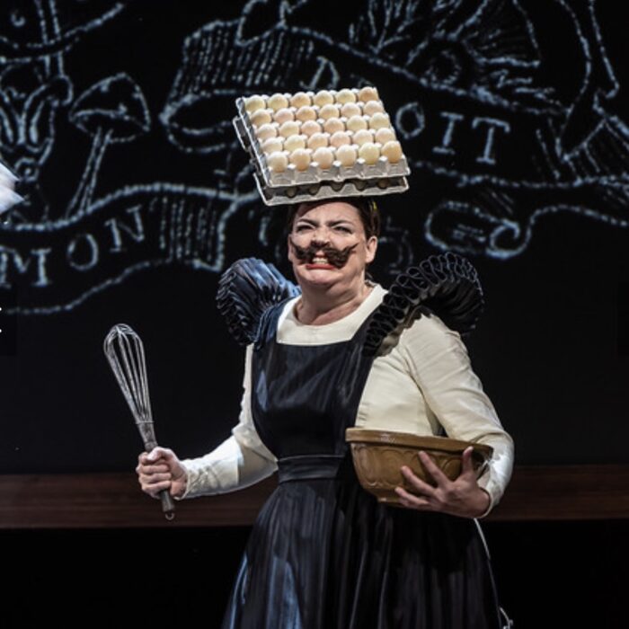 Ferocious Cook in Gerald Barry’s Alice’s Adventures Underground at Royal Opera House 2020. Gorgeous designs and direction by Antony Macdonald. Photo by Clive Barda